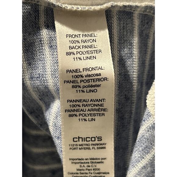 Chicos Top Womens Large Gauzy Linen Blend Blue Boho Beach Cruise Resort Oversize - Picture 7 of 9